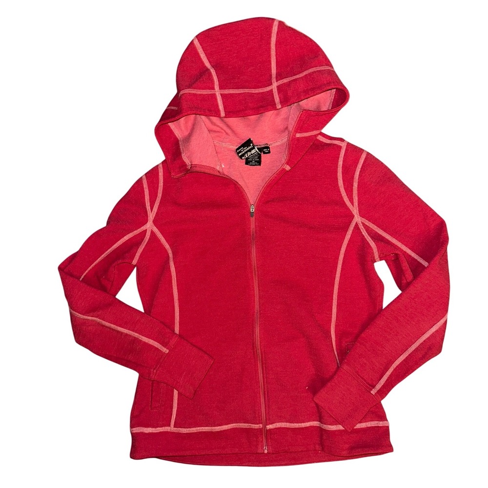 Kuhl Womens Red Full Zip Hoodie Contrast Stitch Thumbhole Cuffs Size M
